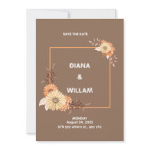 Moderne Peach Brown Hochzeit Einladung