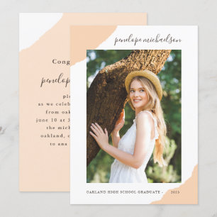 Moderne Peach Splashes Foto Graduation Party Einladung