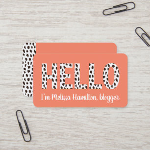 Moderne Peach Spots HELLO Ich bin Personalisiert Visitenkarte