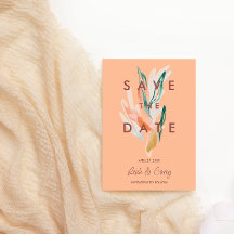 Moderne Peach Wedding Save the Date Card