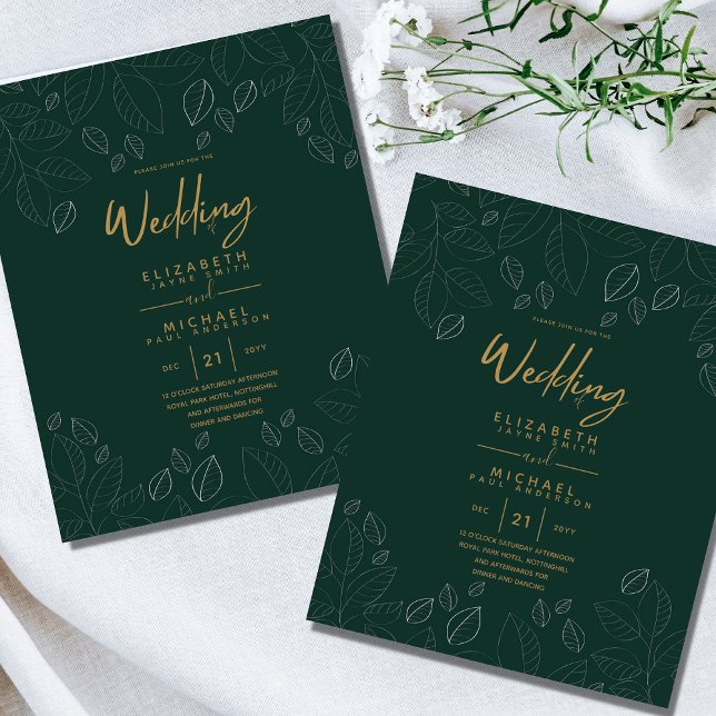 Moderne Peacock Green Gold Foil Wedding (Von Creator hochgeladen)