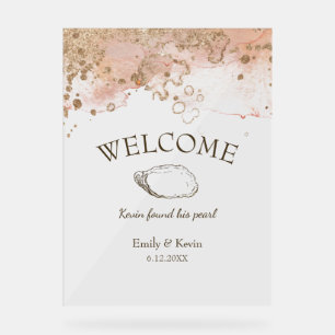 Moderne Pearl Beach Hochzeit Willkommen Acrylschild