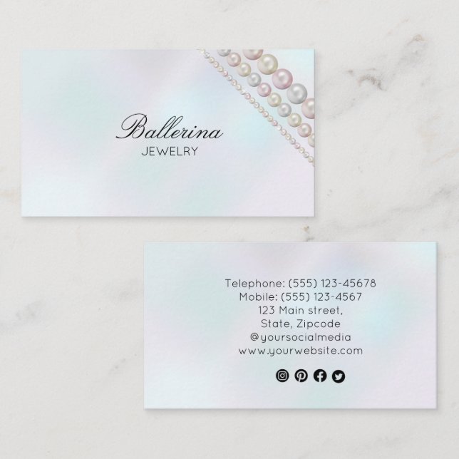 Moderne Pearl Pattern Business Card Visitenkarte (Vorne/Hinten)