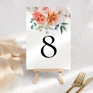 Moderne Peones Florals Coral Peach Tischnummer