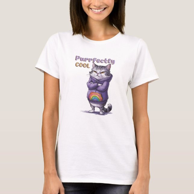 Moderne, perfekt Coole Katze Funny T-Shirt (Vorderseite)