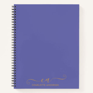 Moderne Periwinkle und Mit Monogramm Goldschreiber Notizbuch
