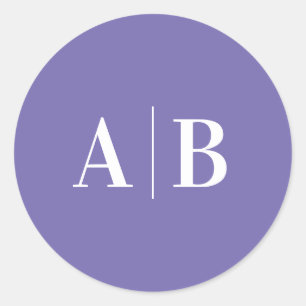 Moderne Periwinkle und White Wedding Monogram Runder Aufkleber