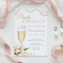 Moderne Perlen & Prosecco Brautparty-Einladung