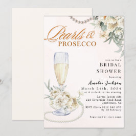 Moderne Perlen und Brautparty der Prosecco Einladung