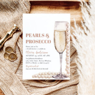 Moderne Perlen und Prosecco Brautparty Einladung