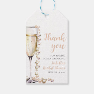 Moderne Perlen und Prosecco Brautparty Geschenkanhänger