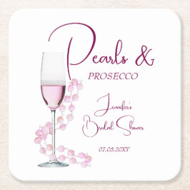 Moderne Perlen und Prosecco-Brautparty Hochzeit Rechteckiger Pappuntersetzer