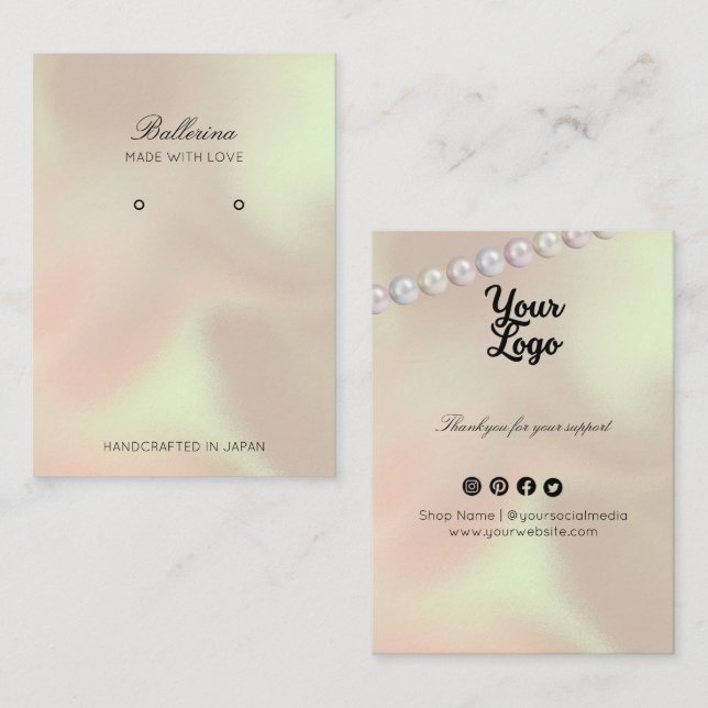 Moderne Perlenohrringe Visitenkarte (Vorne/Hinten)