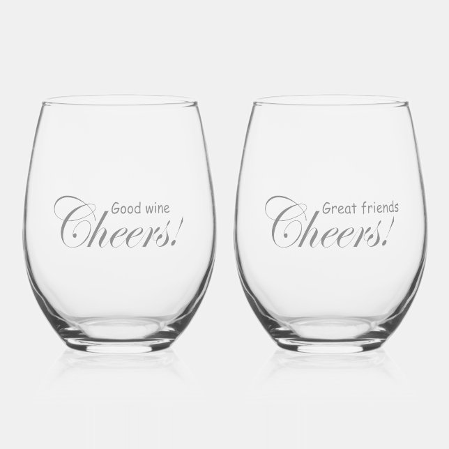 Moderne Personalisiert gute Wine Gute Freunde jube Weinglas Ohne Stiel (Vorderseite)