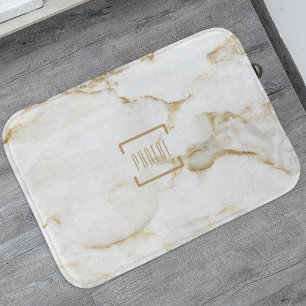 Moderne Personalisiert Name Gold Effect Marmor Badematte