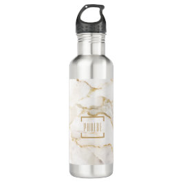 Moderne Personalisiert Name Gold Effect Marmor Edelstahlflasche