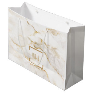 Moderne Personalisiert Name Gold Effect Marmor Große Geschenktüte