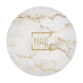 Moderne Personalisiert Name Gold Effect Marmor Schneidebrett