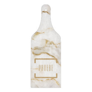 Moderne Personalisiert Name Gold Effect Marmor Schneidebrett