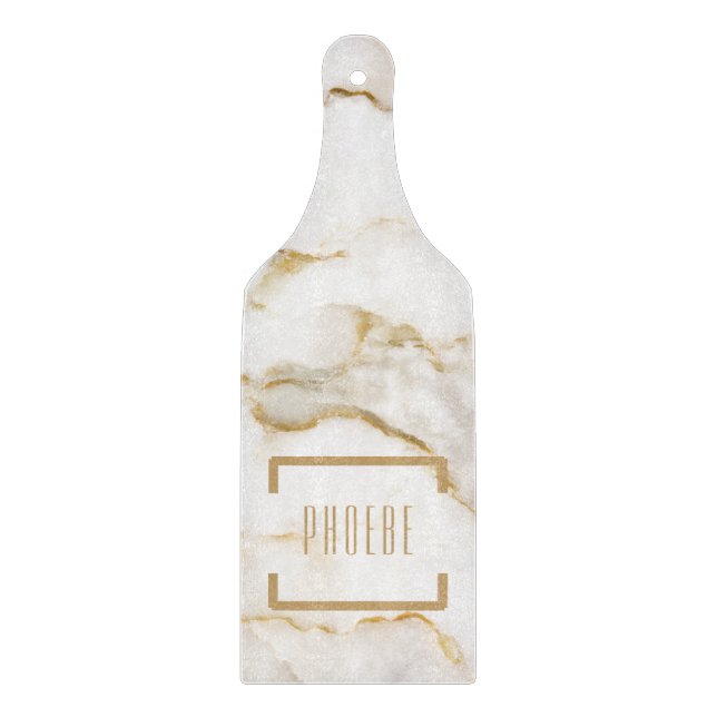 Moderne Personalisiert Name Gold Effect Marmor Schneidebrett (Vorderseite)