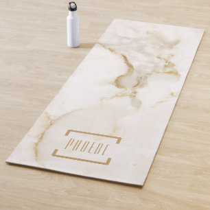 Moderne Personalisiert Name Gold Effect Marmor Yogamatte