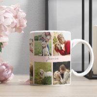 Moderne Personalisierte 10 Fotos Dog Blush Pink