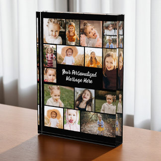 Moderne personalisierte 16-Foto-Collage-Fotoblock Fotoblock