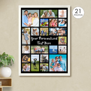 Moderne personalisierte 21-Foto-Collage in benutze Poster