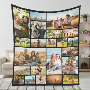 Moderne Personalisierte 22-Foto Collage Fleecedecke