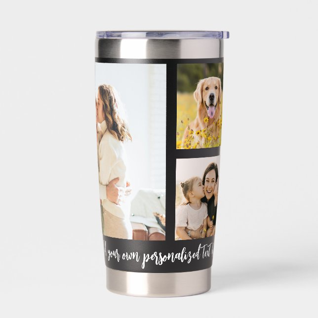 Moderne personalisierte 5-Foto-Collage Thermobecher (Links)