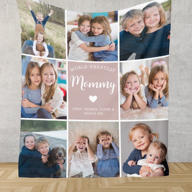 Moderne Personalisierte 8-Foto Collage für Mommy Fleecedecke (Von Creator hochgeladen)