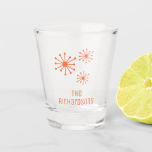 Moderne personalisierte Atomic Age Retro im Stil d Schnapsglas