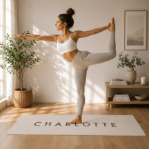 Moderne personalisierte beige Namens-Yogamatte