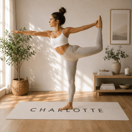 Moderne personalisierte beige Namens-Yogamatte Yogamatte
