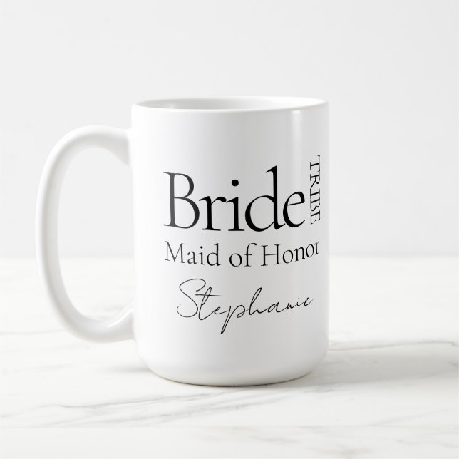 Moderne, personalisierte Brautparty-Geschenke Kaffeetasse (Links)