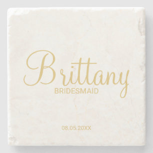 Moderne Personalisierte Bridesmädchen mit Goldschr Steinuntersetzer