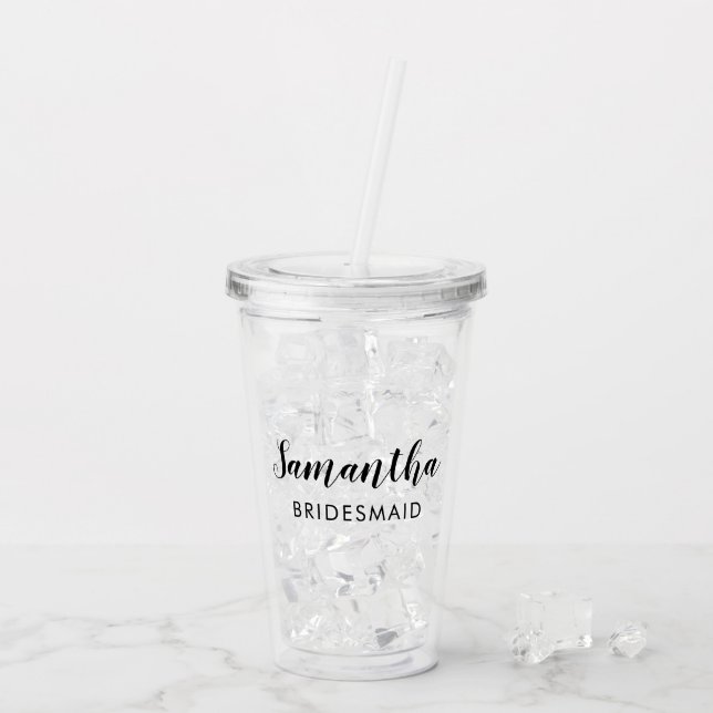 Moderne Personalisierte Bridesmaid Acryltrinkbecher (Rückseite Ice)