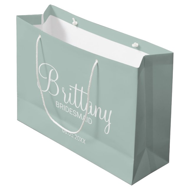 Moderne Personalisierte Bridesmaier Große Geschenktüte (Vorderseite Schrägansicht)