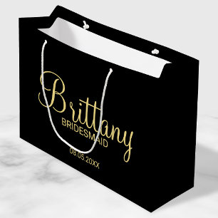 Moderne Personalisierte Bridesmaier in Schwarz und Große Geschenktüte