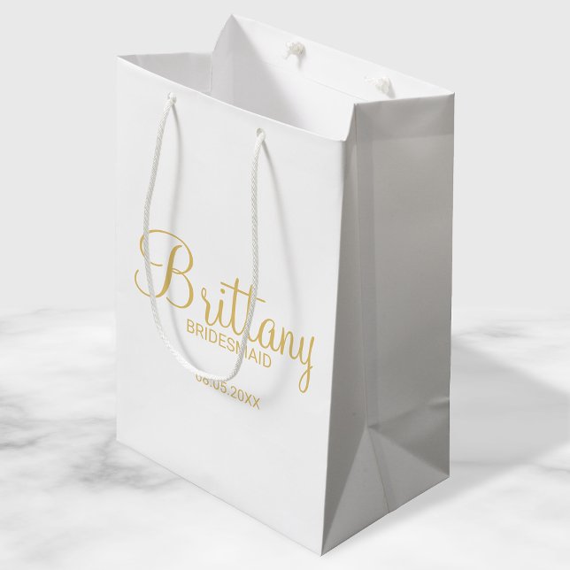 Moderne Personalisierte Bridesmaier in Weiß und Go Mittlere Geschenktüte (Von Creator hochgeladen)