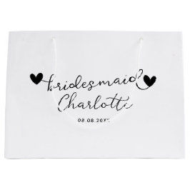Moderne Personalisierte Bridesmaier in Weiß und Sc Große Geschenktüte
