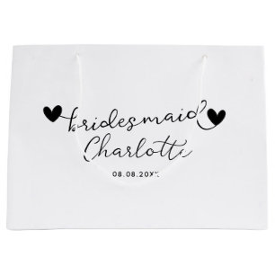 Moderne Personalisierte Bridesmaier in Weiß und Sc Große Geschenktüte