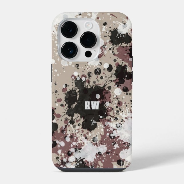 Moderne personalisierte Farbspritzer  iPhone 14 Pro Hülle (Rückseite)