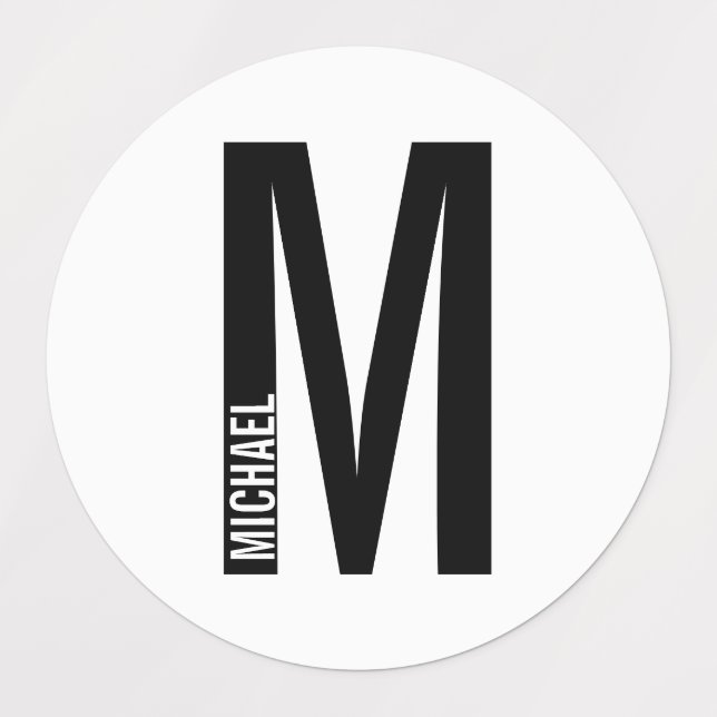 Moderne Personalisierte, fette Monogramm- und Name Etiketten (Design 1)