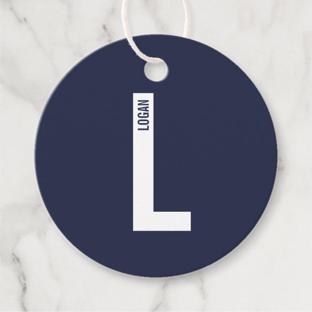 Moderne personalisierte fette Monogramm und Name Geschenkanhänger (Vorderseite)