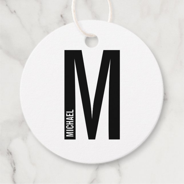 Moderne personalisierte fette Monogramm und Name Geschenkanhänger (Vorderseite)