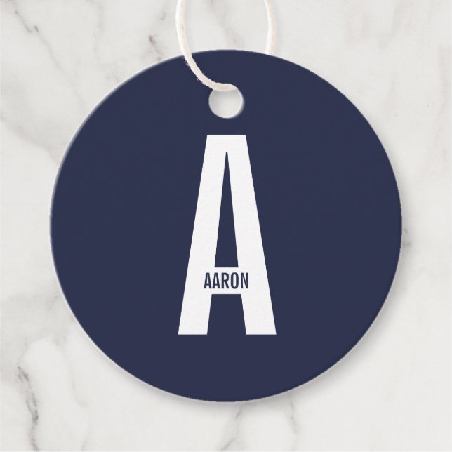 Moderne personalisierte fette Monogramm und Name Geschenkanhänger (Vorderseite)