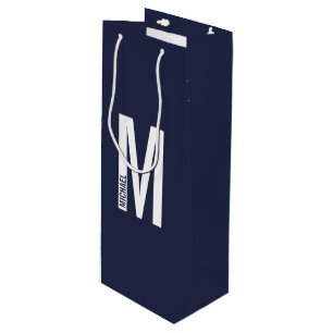 Moderne personalisierte fette Monogramm und Name Geschenktüte Für Weinflaschen