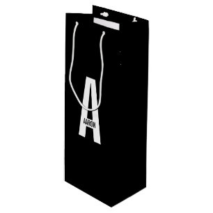 Moderne personalisierte fette Monogramm und Name Geschenktüte Für Weinflaschen