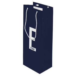 Moderne personalisierte fette Monogramm und Name Geschenktüte Für Weinflaschen
